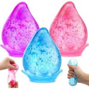 2 Packs Dream Squishy Drop Stress Balls for Adults Fidget Toys Adults. Fidgets Silicone Sensory Toys for Kids Autism. ADHD. Sensory Stress Relief Toys Birthday Day Gifts (Blue Pink)